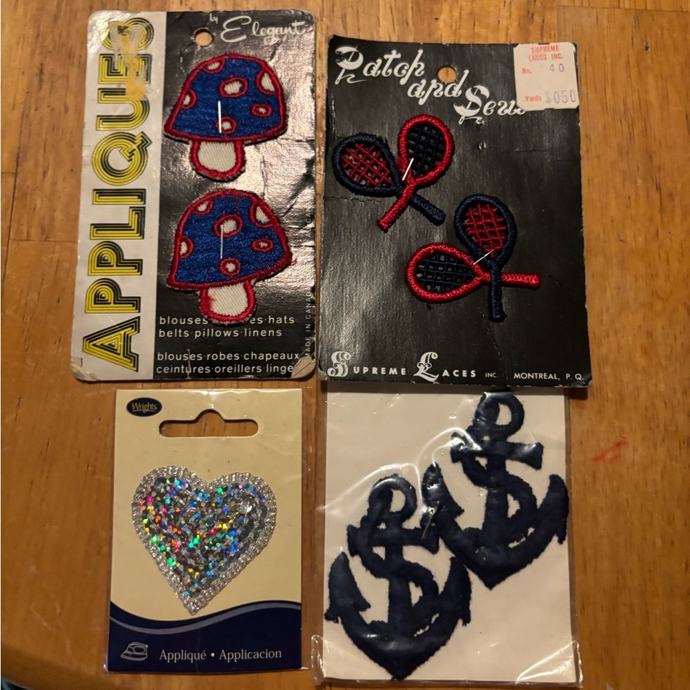 Lot of 4 Vintage Fabric Appliqués/Patches